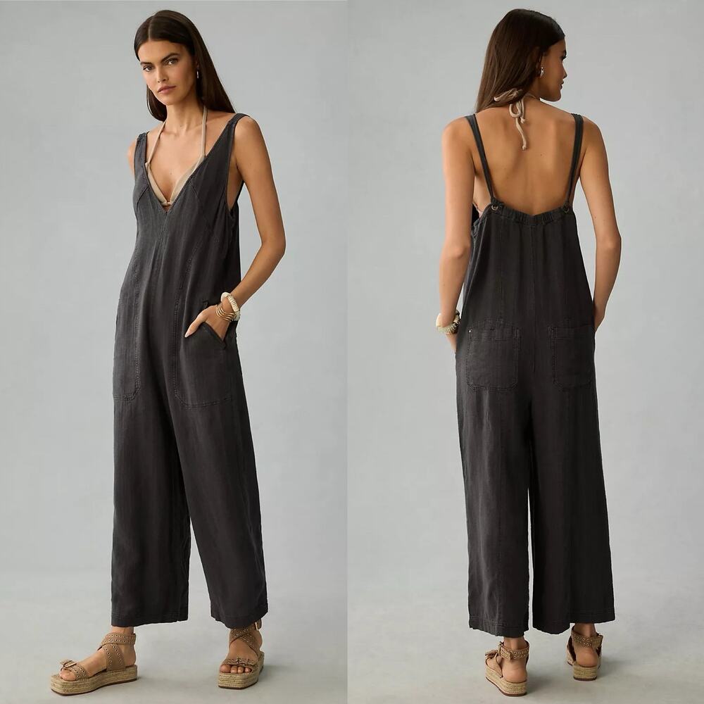 NWT Pilcro Anthropologie Pilcro V-Neck Linen Jumpsuit size XL tall